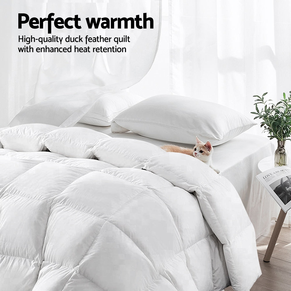 Quilts & Duvets: Giselle Bedding 700GSM Duck Down Feather Quilt Super King