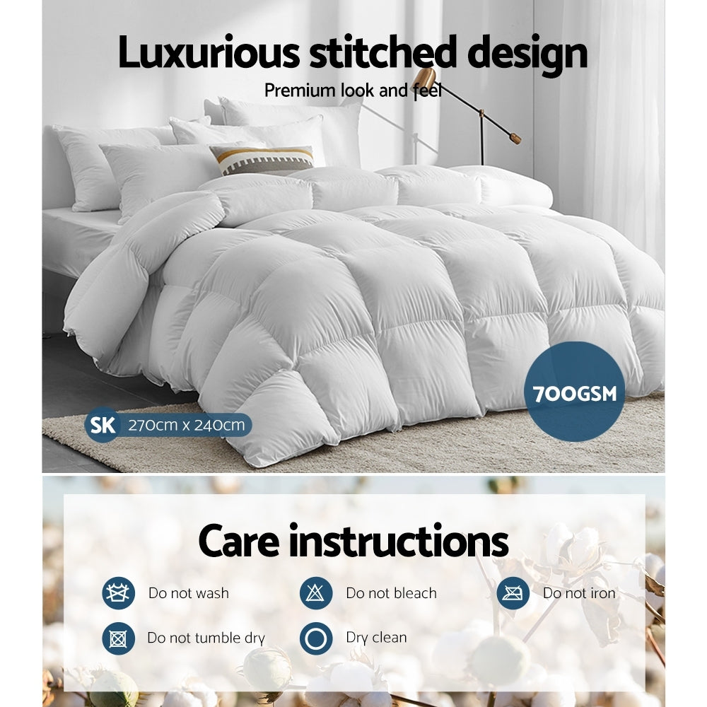 Quilts & Duvets: Giselle Bedding 700GSM Duck Down Feather Quilt Super King