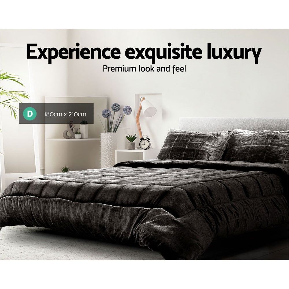 Quilts & Duvets: Giselle Bedding Faux Mink Quilt Charcoal Double