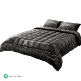 Quilts & Duvets: Giselle Bedding Faux Mink Quilt Charcoal Queen