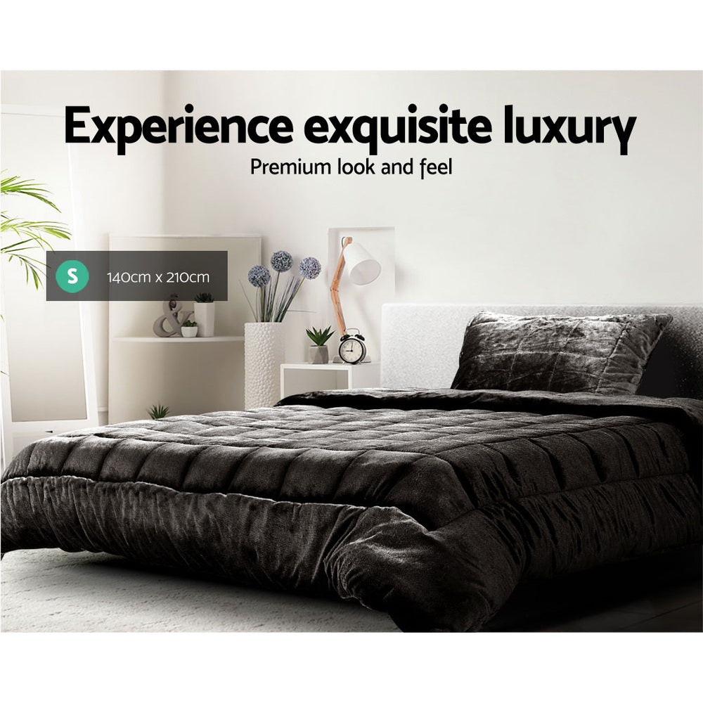 Quilts & Duvets: Giselle Bedding Faux Mink Quilt Charcoal Single
