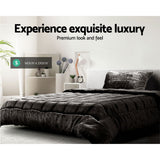 Quilts & Duvets: Giselle Bedding Faux Mink Quilt Charcoal Single