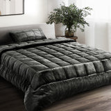 Quilts & Duvets: Giselle Bedding Faux Mink Quilt Charcoal Single