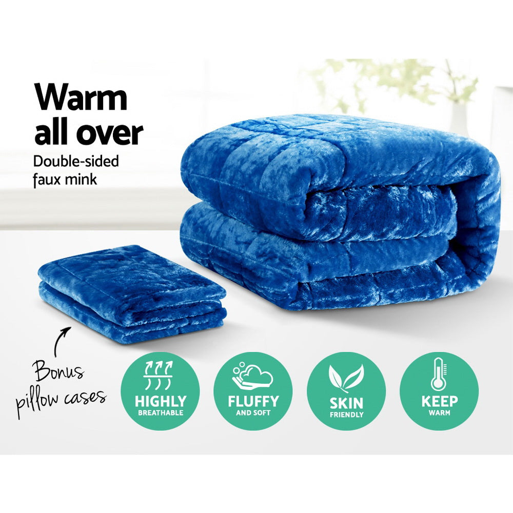Quilts & Duvets: Giselle Bedding Faux Mink Quilt Blue King
