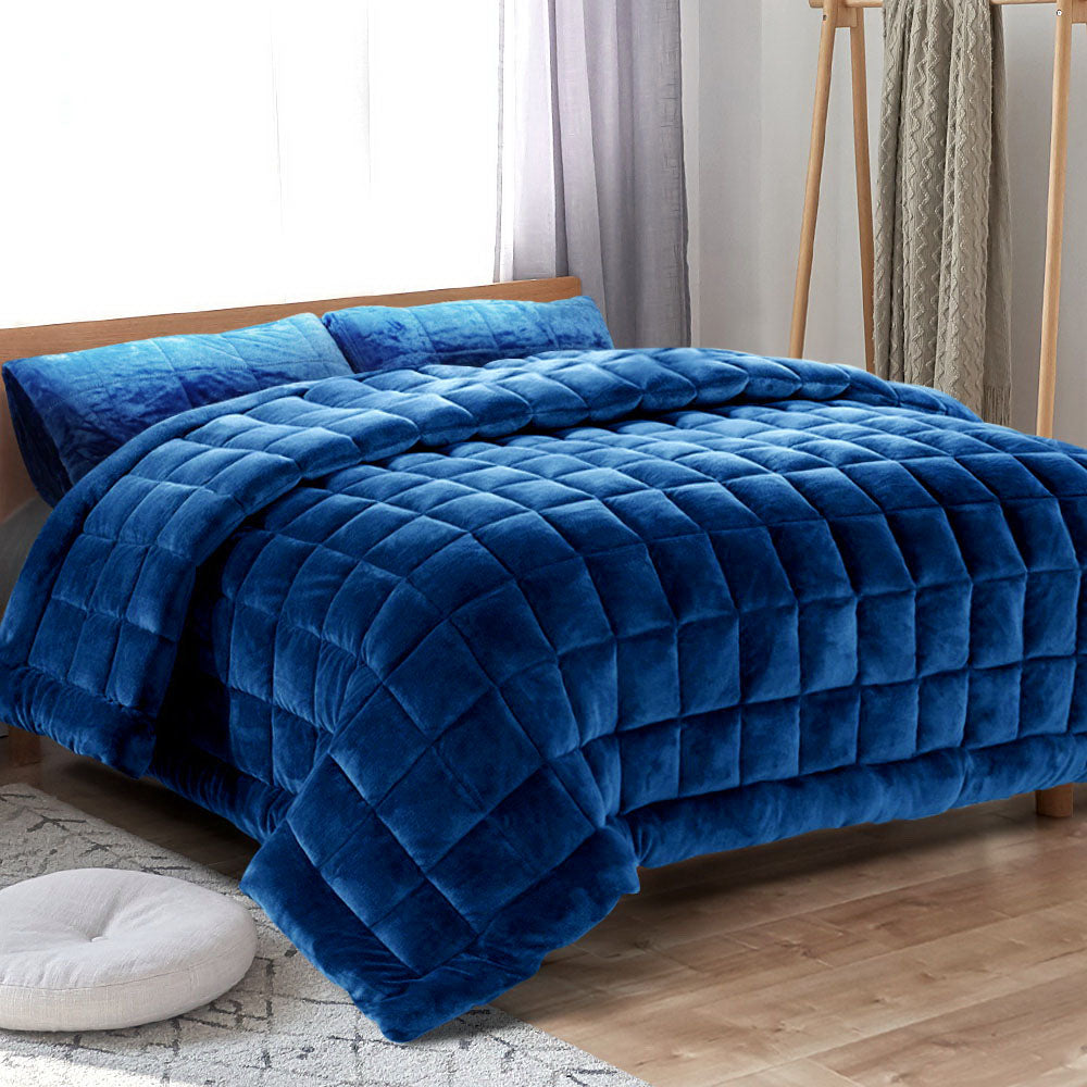Quilts & Duvets: Giselle Bedding Faux Mink Quilt Blue King