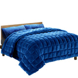 Quilts & Duvets: Giselle Bedding Faux Mink Quilt Blue Queen