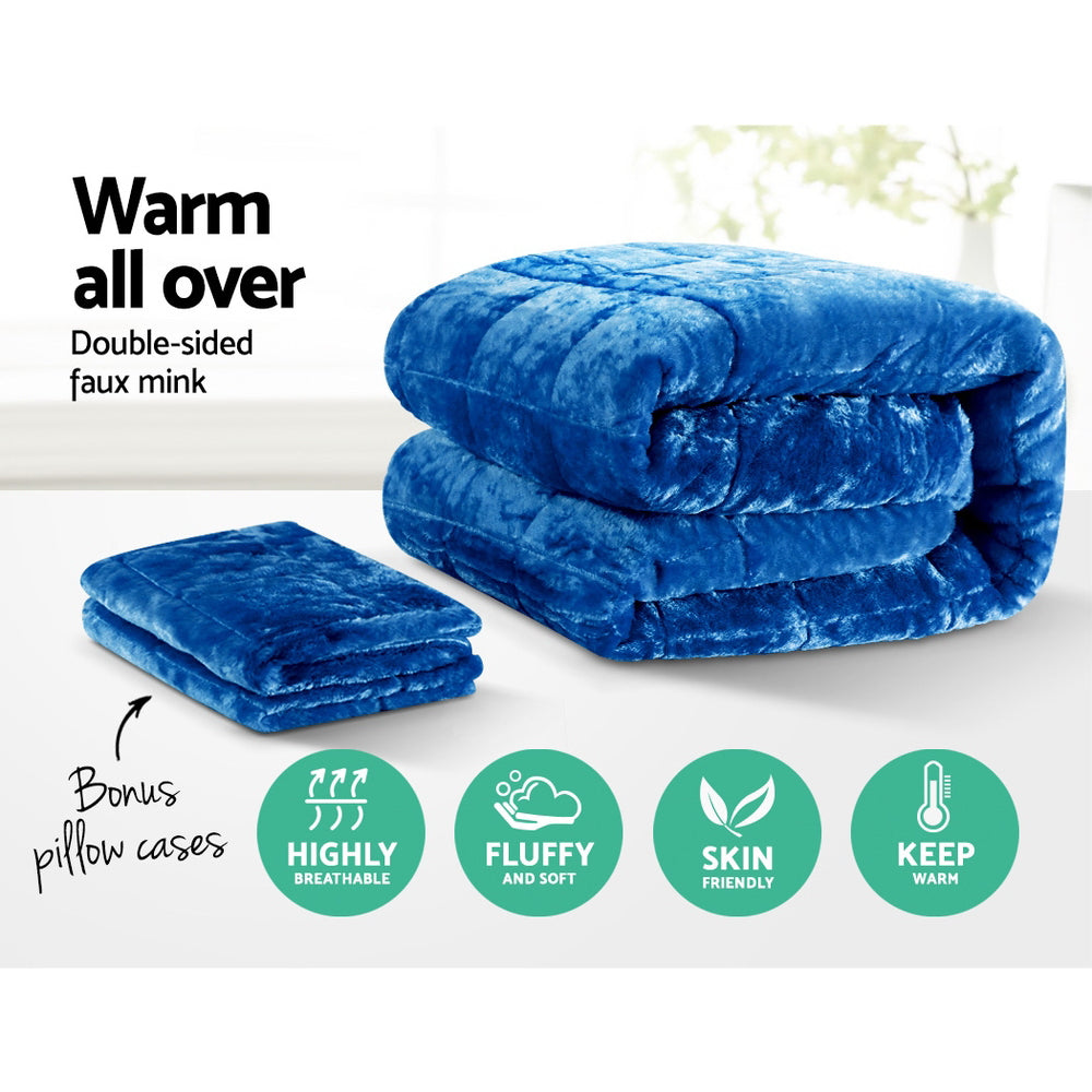 Quilts & Duvets: Giselle Bedding Faux Mink Quilt Blue Super King