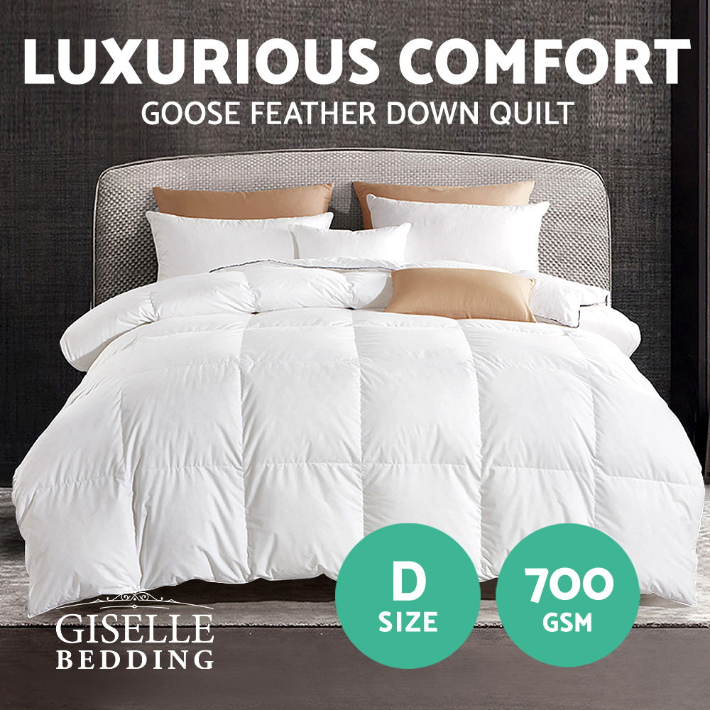 Quilts & Duvets: Giselle Bedding 700GSM Goose Down Feather Quilt Double