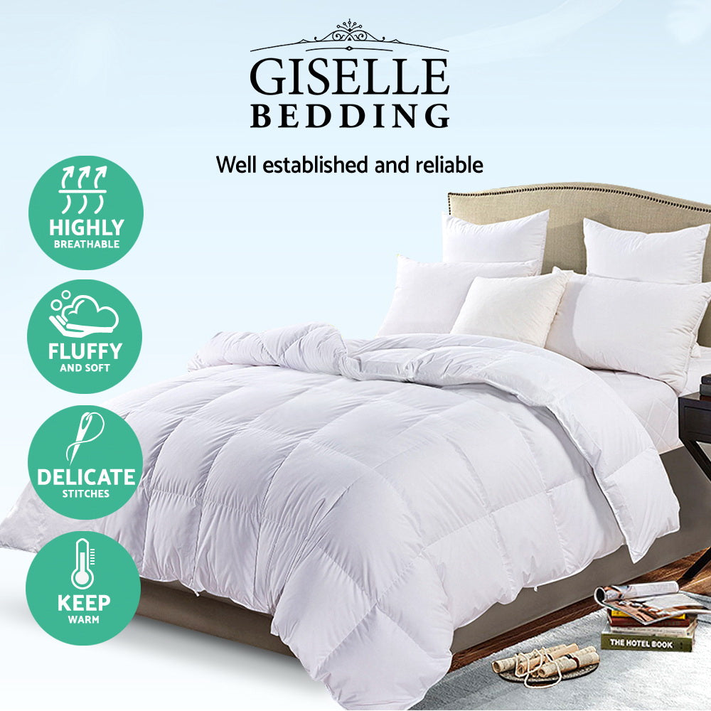 Quilts & Duvets: Giselle Bedding 700GSM Goose Down Feather Quilt Double