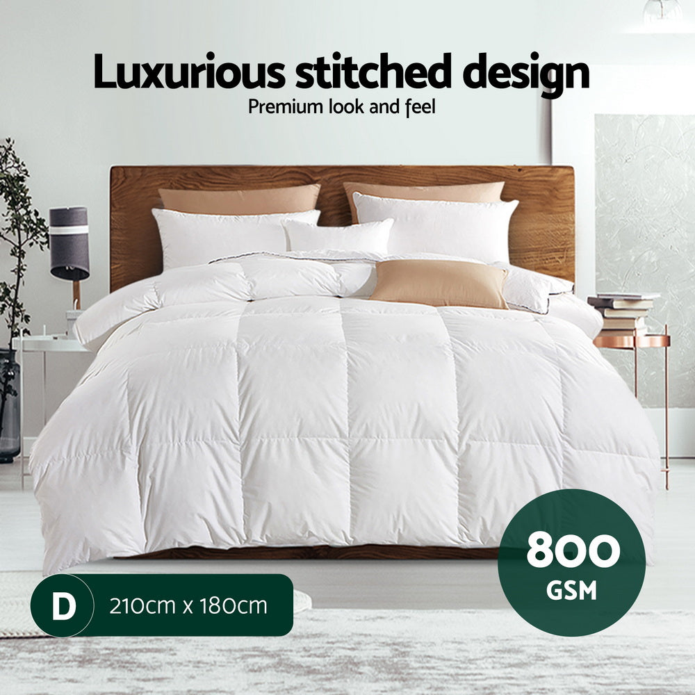Quilts & Duvets: Giselle Bedding 800GSM Goose Down Feather Quilt Winter Blanket Duvet Comforter Double