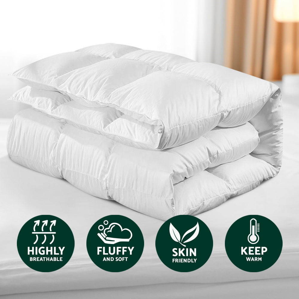 Quilts & Duvets: Giselle Bedding 800GSM Goose Down Feather Quilt Winter Blanket Duvet Comforter Double