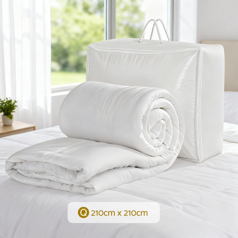 Quilts & Duvets: Giselle Bedding Queen Size 400GSM Microfiber Quilt All Season Duvet Quilts Comforter Winter Summer