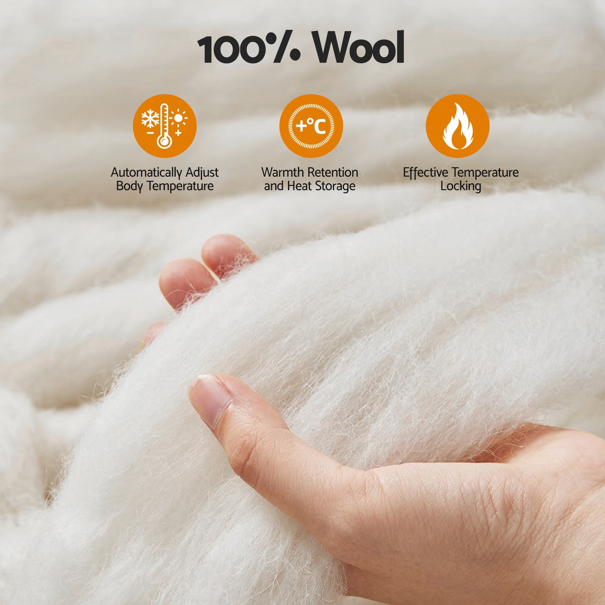 Giselle Bedding Wool Quilt 800GSM Extra Thick Queen Winter Doona Baffle Box Construction 100% Wool Filling