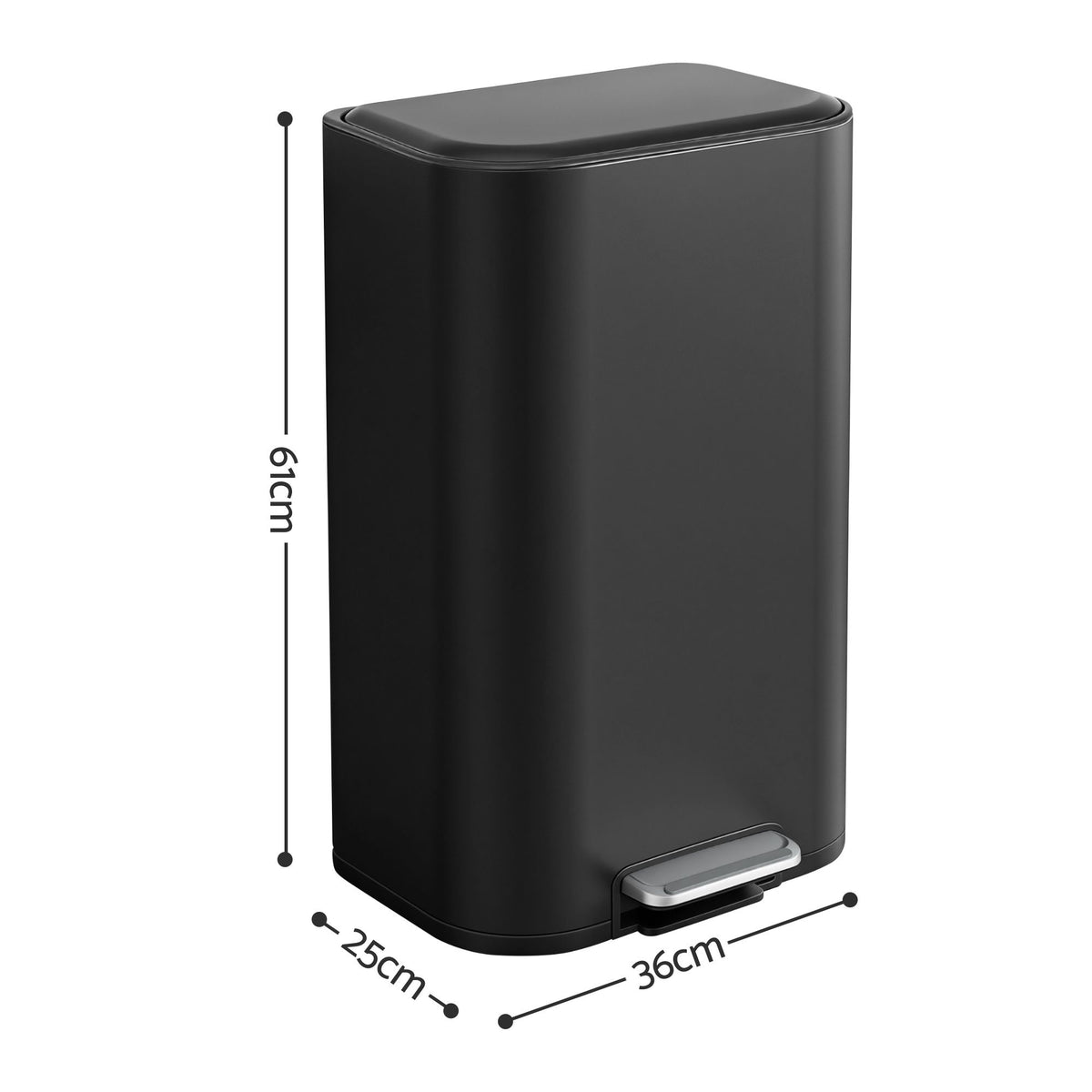 Cefito 30L Pedal Rubbish Bin Kitchen Trash Garbage Waste Can Soft Close Black