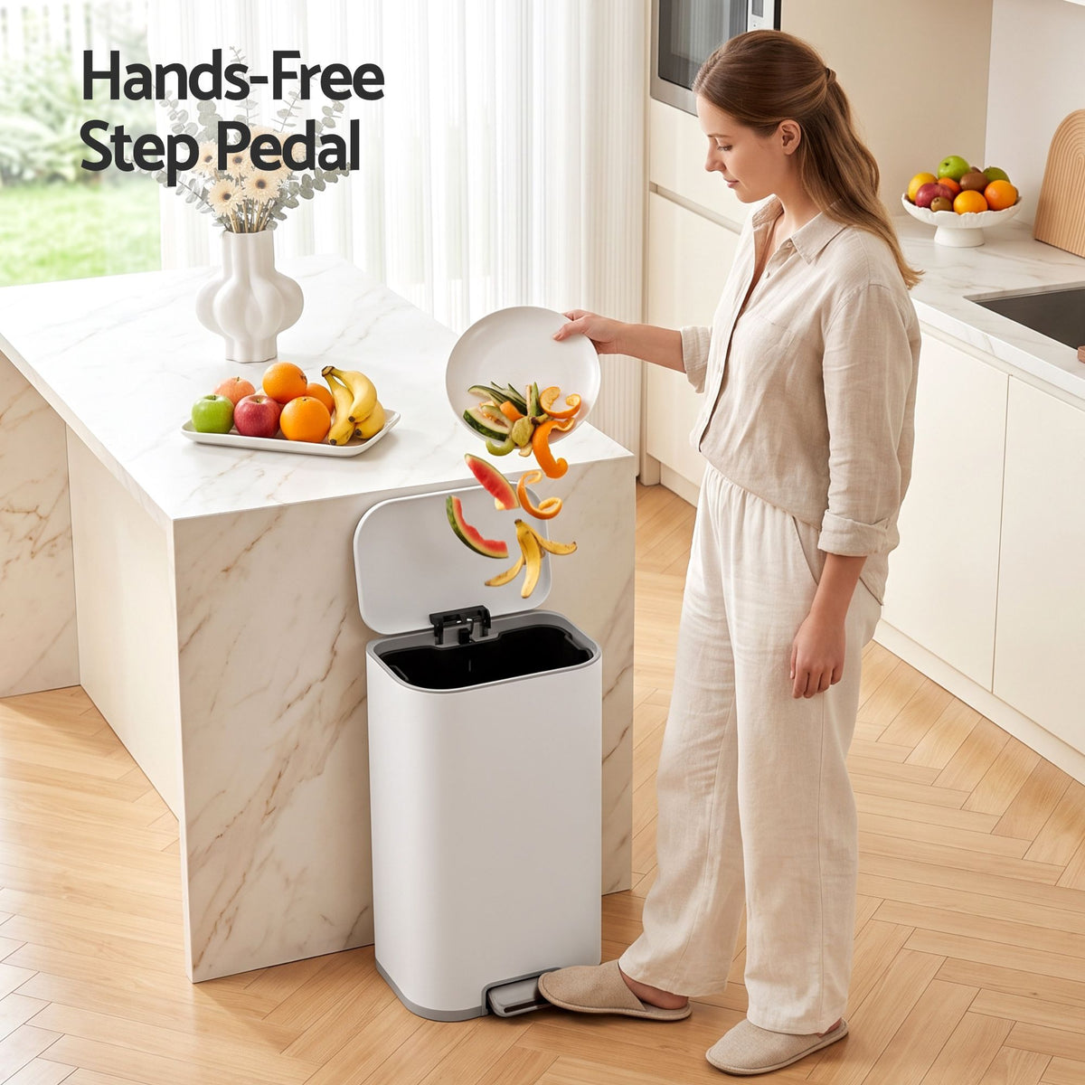 Cefito 30L Pedal Rubbish Bin Kitchen Trash Garbage Waste Can Soft Close White