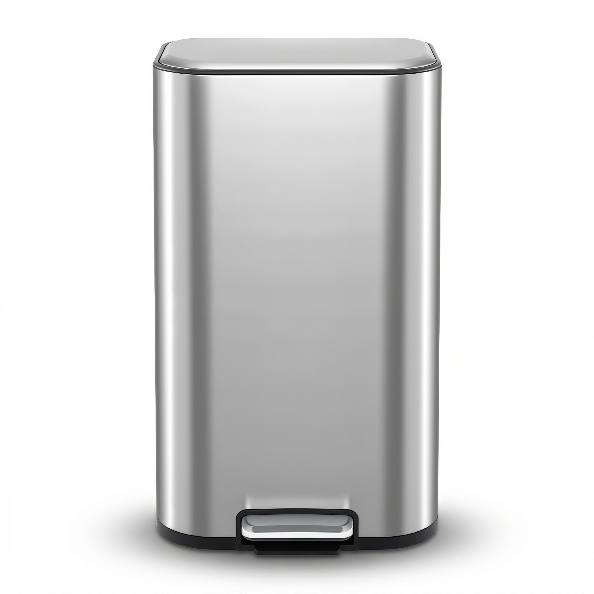 Cefito Kitchen Trash Can 40L Pedal Bins Rubbish Bin Steel with Soft Close Lid, Removable Inner Bucket, Rectangular Garbage Can Recycling Bin, Silver