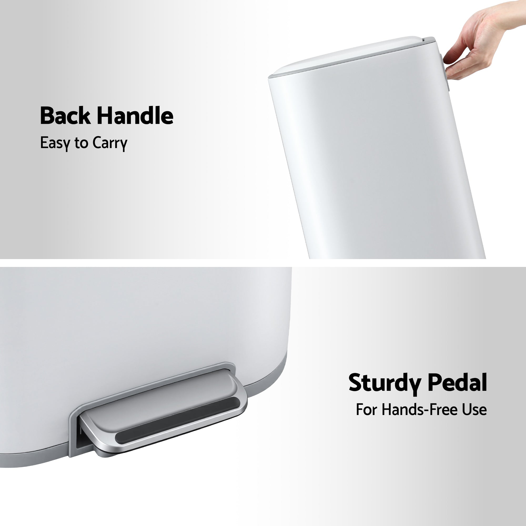 Cefito Kitchen Trash Can 40L Pedal Bins Rubbish Bin Steel with Soft Close Lid, Removable Inner Bucket, Rectangular Garbage Can Recycling Bin, White
