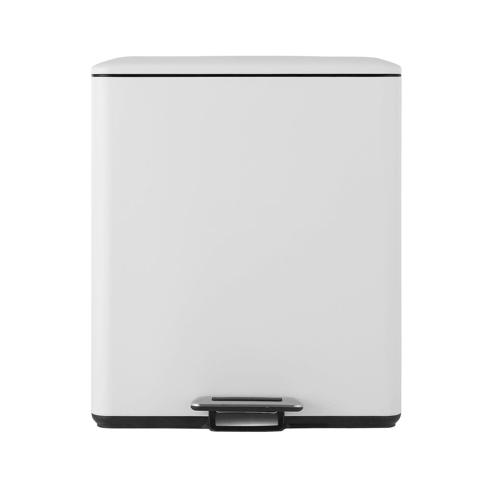 Pedal Bins: Cefito Pedal Bins Rubbish Bin Dual Compartment Waste Recycle Dustbins 40L White