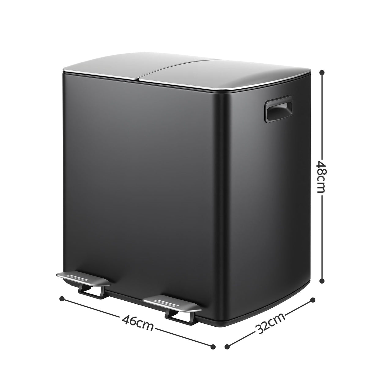Cefito Pedal Bins Rubbish Bin Dual Compartment Waste Recycle Dustbins 40L Black