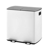 Pedal Bins: Cefito Pedal Bins Rubbish Bin Dual Compartment Waste Recycle Dustbins 40L White