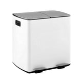 Pedal Bins: Cefito Pedal Bins Rubbish Bin Dual Compartment Waste Recycle Dustbins 40L White