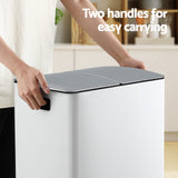 Pedal Bins: Cefito Pedal Bins Rubbish Bin Dual Compartment Waste Recycle Dustbins 40L White