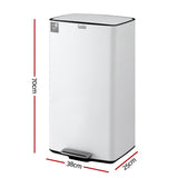 Pedal Bins: Cefito Pedal Bins Rubbish Bin Waste Recycle Dustbins Kitchen Trash Can 40L White