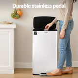 Pedal Bins: Cefito Pedal Bins Rubbish Bin Waste Recycle Dustbins Kitchen Trash Can 40L White