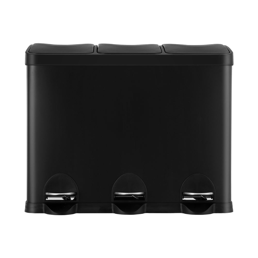 Pedal Bins: Cefito Pedal Bins Rubbish Bin Triple Compartments Waste Recycle Dustbins 45L