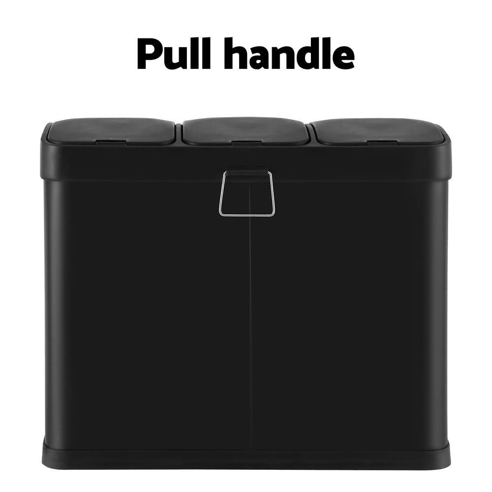 Pedal Bins: Cefito Pedal Bins Rubbish Bin Triple Compartments Waste Recycle Dustbins 45L