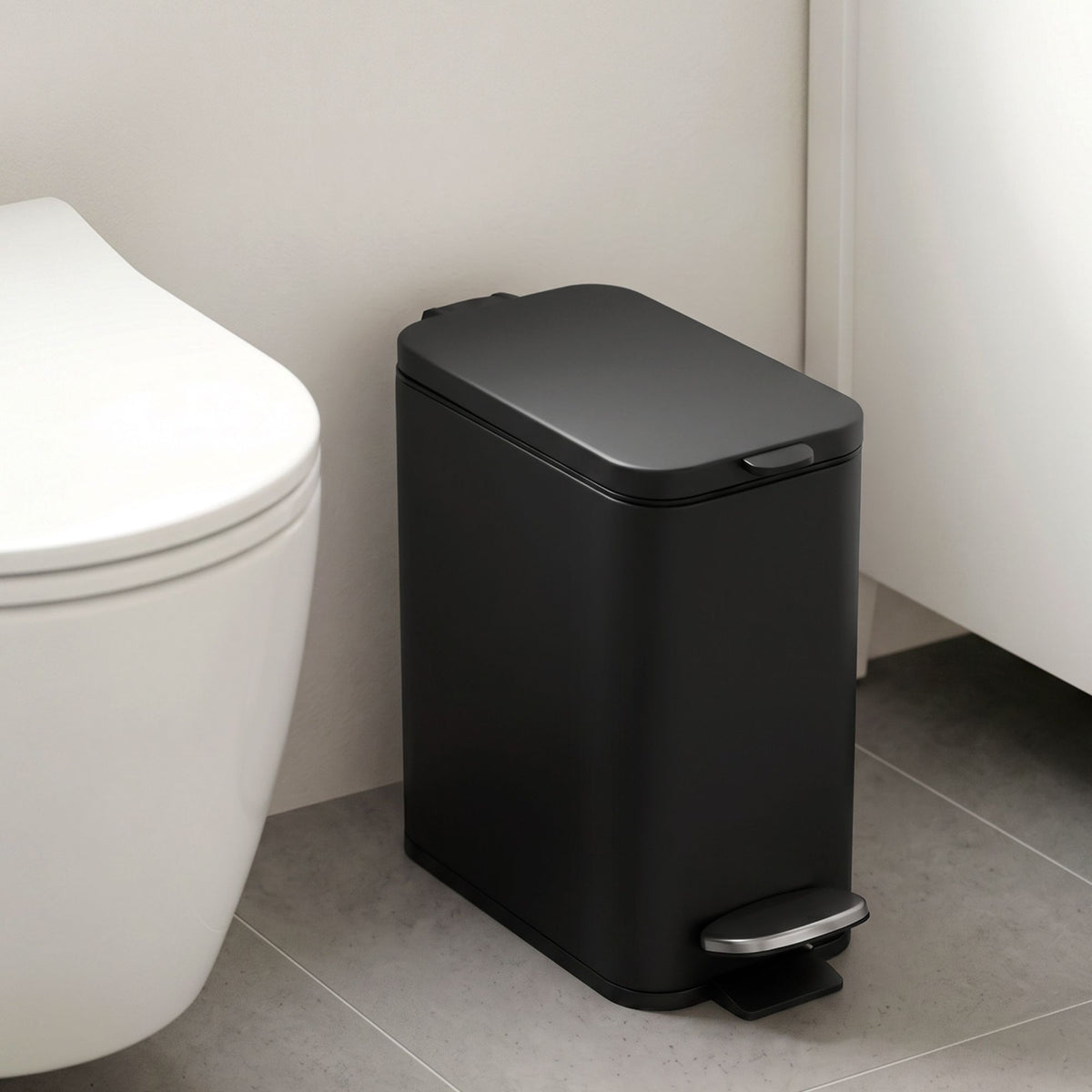 Cefito 5L Pedal Rubbish Bin Carbon Steel Rectangular Trash Can Removable Bucket Black