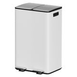 Pedal Bins: Cefito Pedal Bins Rubbish Bin Dual Compartment Waste Recycle Dustbins 60L White