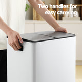Pedal Bins: Cefito Pedal Bins Rubbish Bin Dual Compartment Waste Recycle Dustbins 60L White