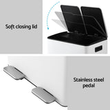 Pedal Bins: Cefito Pedal Bins Rubbish Bin Dual Compartment Waste Recycle Dustbins 60L White