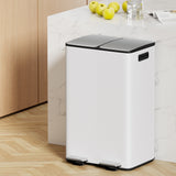Pedal Bins: Cefito Pedal Bins Rubbish Bin Dual Compartment Waste Recycle Dustbins 60L White