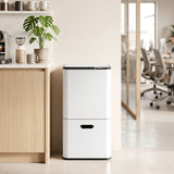 Cefito 63L Rubbish Bin 3 Compartment Carbon Steel Split Door Trash Can White