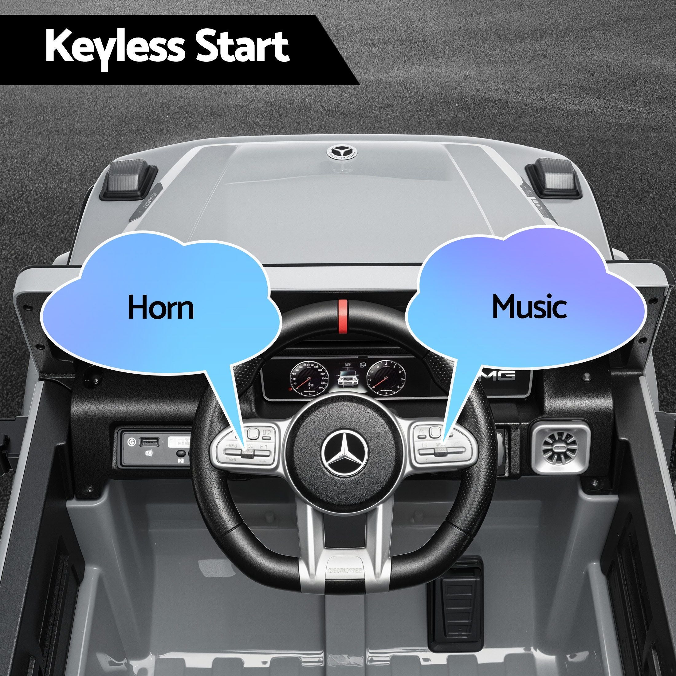 Kids Electric Ride On Car G63 Toy Cars Remote Control Grey