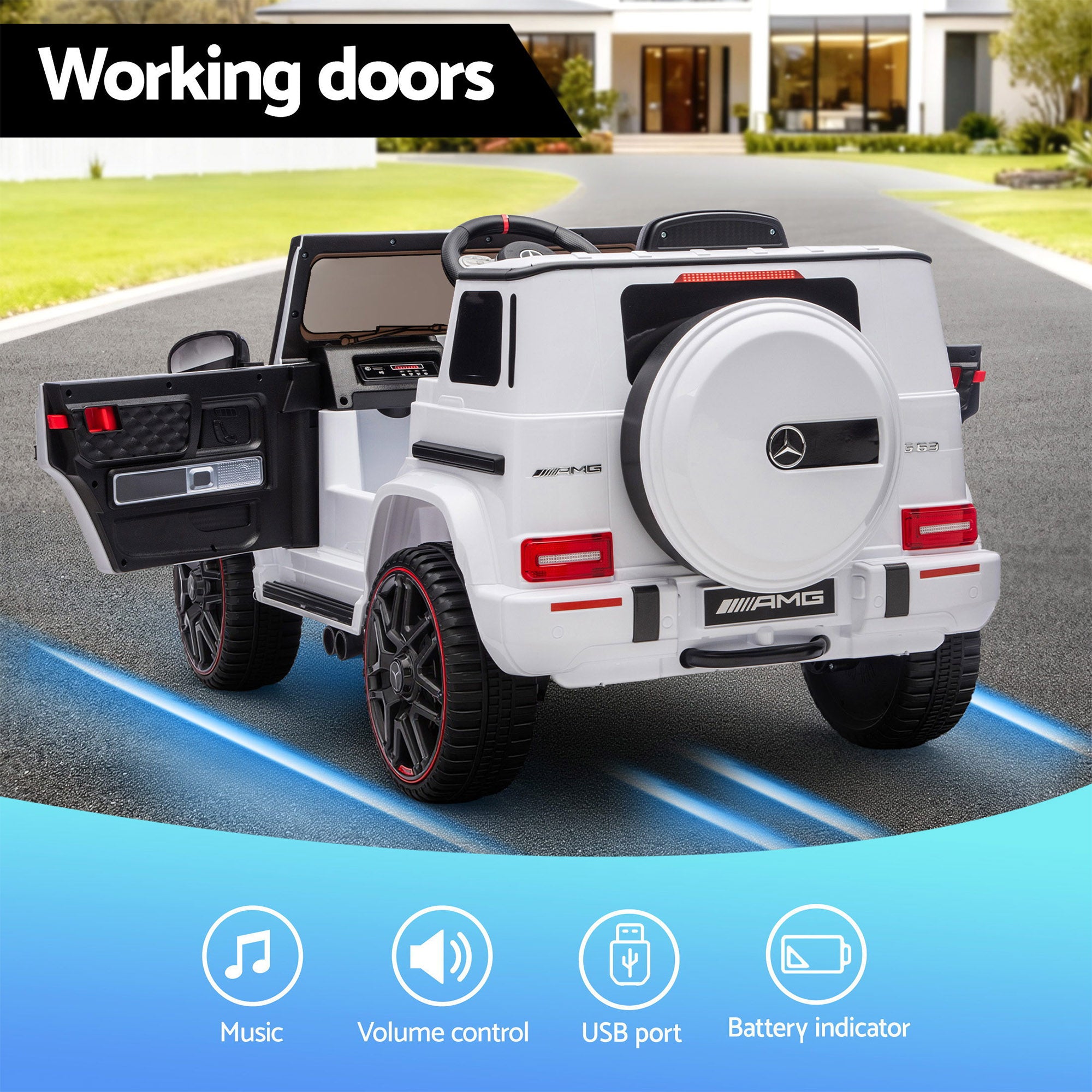 Ride On Cars: Kids Electric Ride On Car G63 Toy Cars Remote Control White
