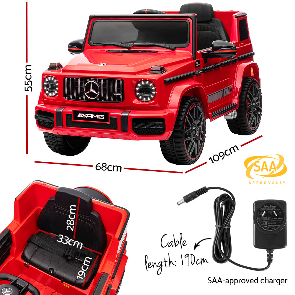 Ride On Cars: Kids Electric Ride On Car Mercedes-Benz Licensed AMG G63 Toy Cars Remote Red
