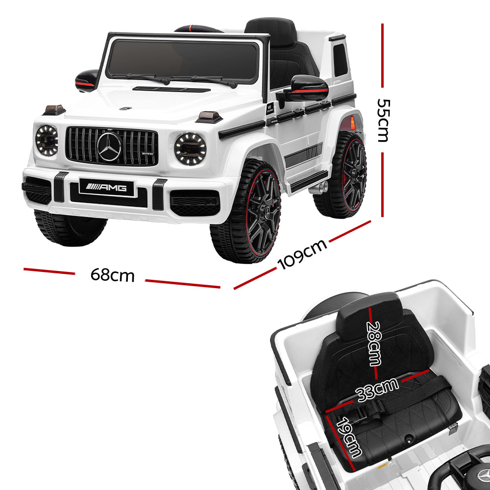 Ride On Cars: Kids Electric Ride On Car Mercedes-Benz Licensed AMG G63 Toy Cars Remote White