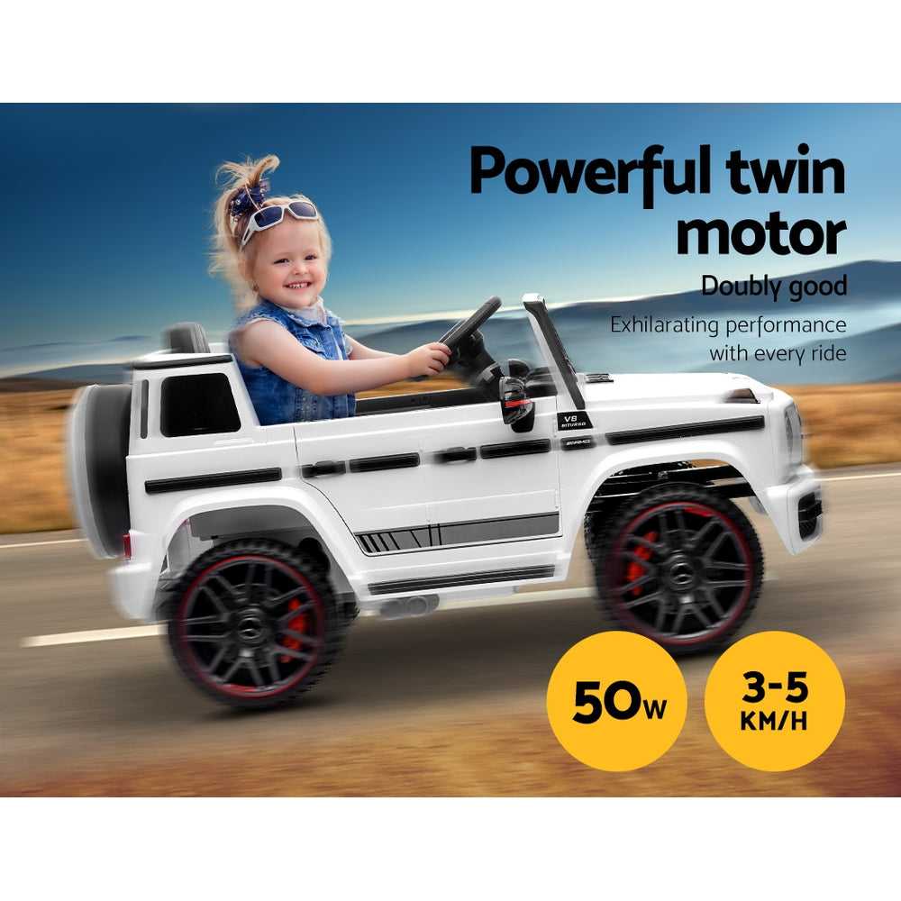Ride On Cars: Kids Electric Ride On Car Mercedes-Benz Licensed AMG G63 Toy Cars Remote White
