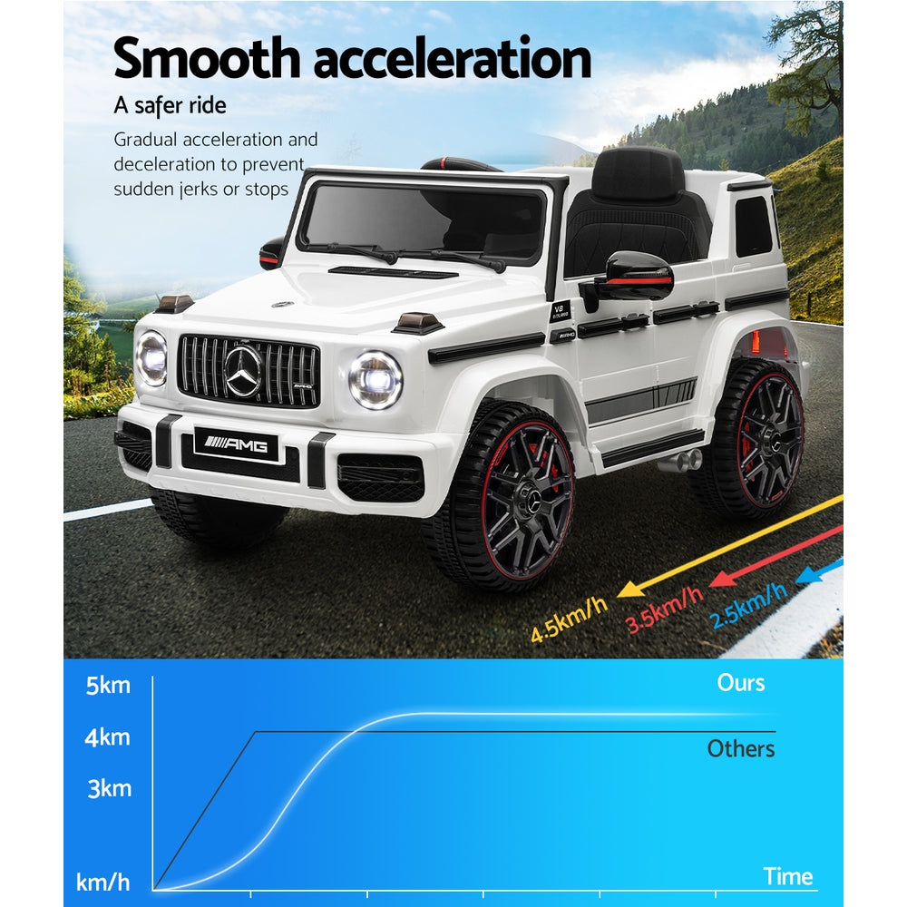 Ride On Cars: Kids Electric Ride On Car Mercedes-Benz Licensed AMG G63 Toy Cars Remote White
