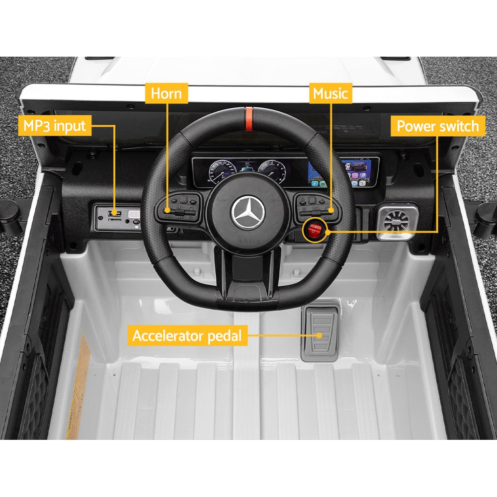 Ride On Cars: Kids Electric Ride On Car Mercedes-Benz Licensed AMG G63 Toy Cars Remote White