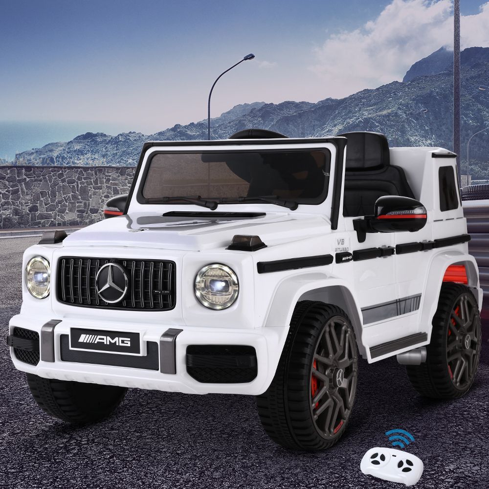 Ride On Cars: Kids Electric Ride On Car Mercedes-Benz Licensed AMG G63 Toy Cars Remote White