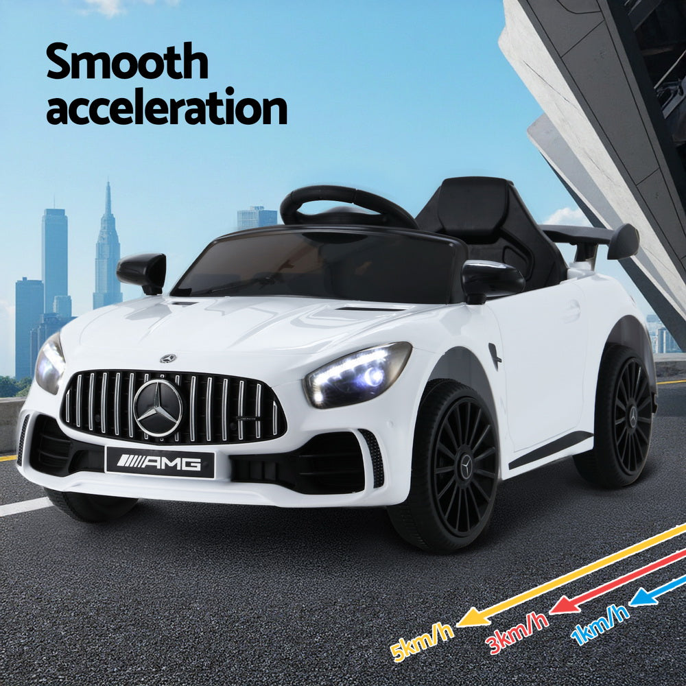 Ride On Cars: Kids Electric Ride On Car Mercedes-Benz AMG GTR Licensed Toy Cars Remote White