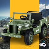 Ride On Cars: Rigo Kids Electric Ride On Car Jeep Military Off Road Toy Cars Remote 12V Olive
