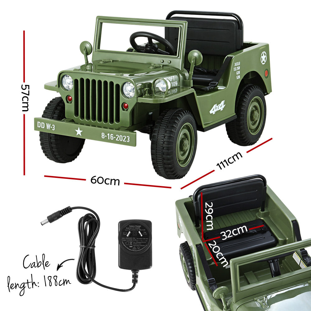 Ride On Cars: Rigo Kids Electric Ride On Car Jeep Military Off Road Toy Cars Remote 12V Olive