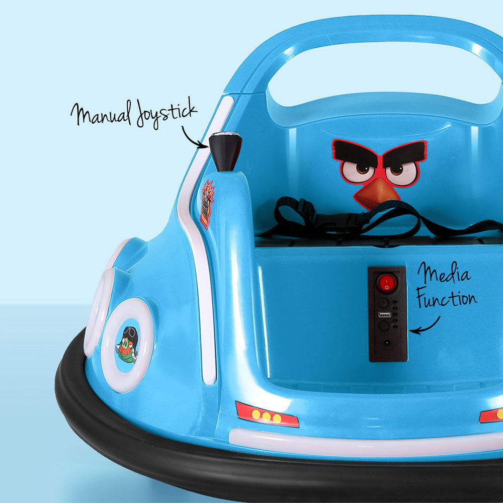 Ride On Cars: Kids Ride On Car Bumper Electric Toys Cars Light Remote Angry Birds Sticker Blue