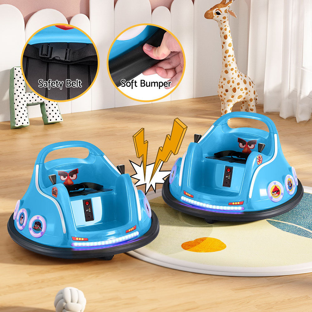 Ride On Cars: Kids Ride On Car Bumper Electric Toys Cars Light Remote Angry Birds Sticker Blue