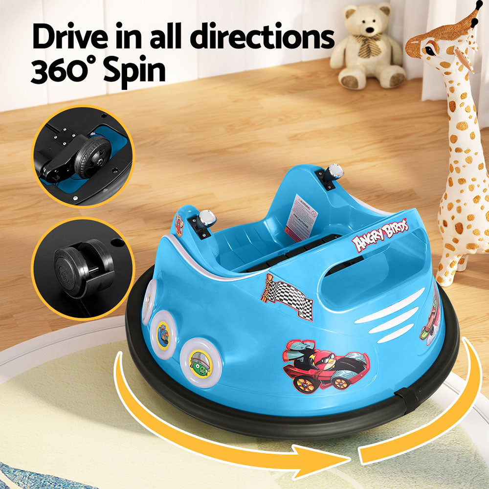 Ride On Cars: Kids Ride On Car Bumper Electric Toys Cars Light Remote Angry Birds Sticker Blue